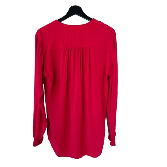 Sundance Mystic Falls Red Pleated Front Long Sleeve Collared Top Medium - Picture 3 of 11